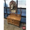 Image 1 : Oak Washstand/Commode Combo with Rare Double Towel Rack Harp Back (69"H x 40"W x 18"D) (SEE PICS!)