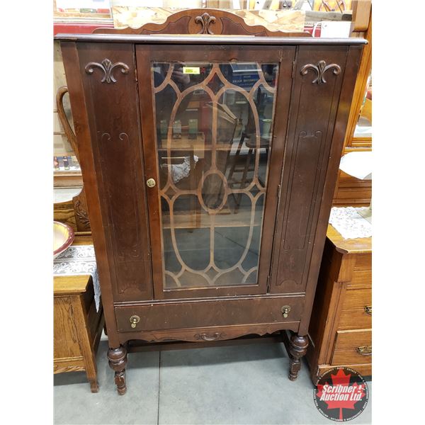 Depression Era China Cabinet w/Linen Drawer (60"H x 35"W x 14-3/4"D) (SEE PICS!)