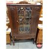 Image 1 : Depression Era China Cabinet w/Linen Drawer (60"H x 35"W x 14-3/4"D) (SEE PICS!)