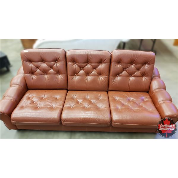 Vintage 3 Seat Leather Sofa (33"H x 81-1/2"W x 33"D) (SEE PICS!)