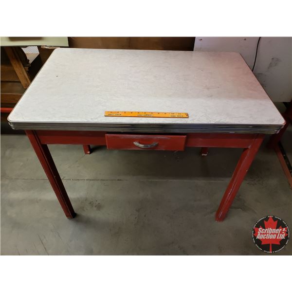 Farm House "Cracked Ice" Top Table / Hide-A-Way Extensions (One Drawer) (Makers Plaque "Paris Sander