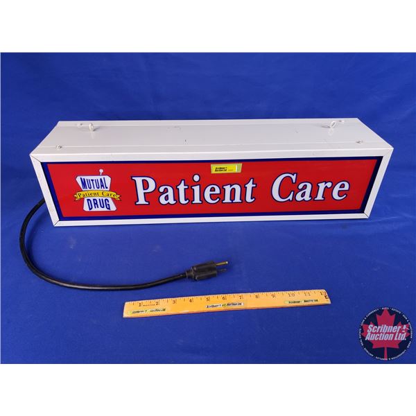 Light Up Box Sign "Patient Care Mutual Drug" (6-1/4"H x 25-1/4"W x 6-1/4"D) (Not working - May Need 