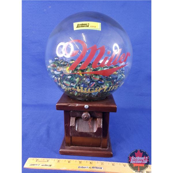 "Miller High Life Beer" Bar Room Snack Dispenser with Marble Collection ! (13-1/2"H x 8"W x 8"D) (SE