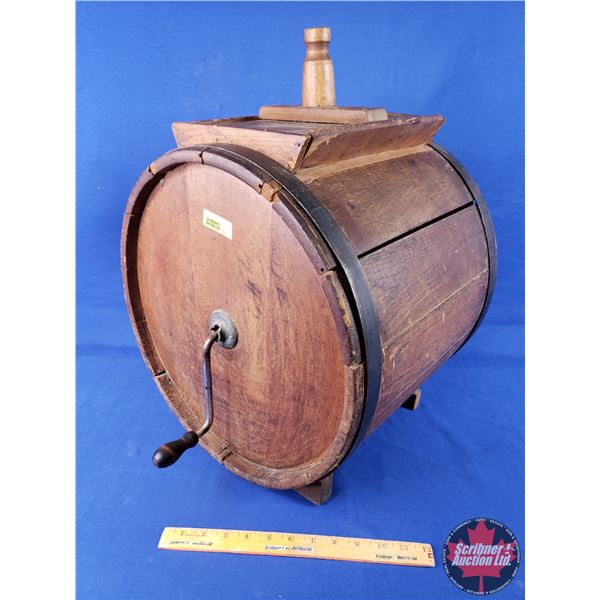 Wood Barrel Table Top Butter Churn (23"H x 16"W x 15"D) (SEE PICS!)