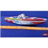 Image 2 : Tin Toy Race Boat (Japan) (2-1/2"H x 12"W x 4-1/2"D) (SEE PICS!)