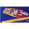 Image 3 : Tin Toy Race Boat (Japan) (2-1/2"H x 12"W x 4-1/2"D) (SEE PICS!)