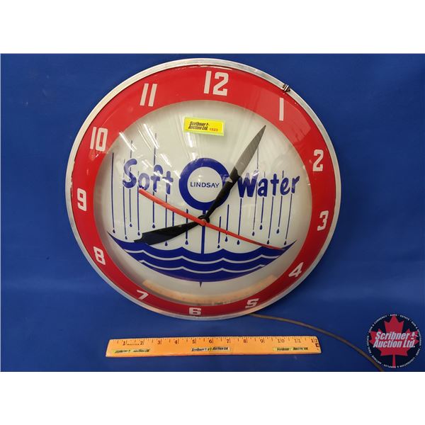 LINDSAY Soft Water : Round Electric Wall Clock (Convex Glass) (Needs Cord) (14-1/2"Dia) (SEE PICS!)