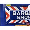 Image 3 : Double Side Enamel Flange Sign "BARBER SHOP" (William MARVY Company) (St. Paul, Minn.) (12"H x 24"W 