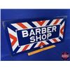Image 5 : Double Side Enamel Flange Sign "BARBER SHOP" (William MARVY Company) (St. Paul, Minn.) (12"H x 24"W 