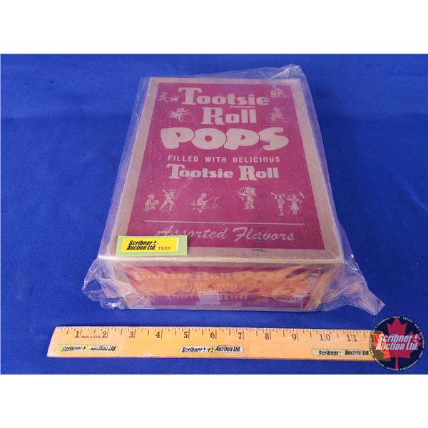 Tootsie Roll Pops - Assorted Flavors : Cardboard Box (2 Cent each ~ Held 80) (4"H x 7-1/4"W x 10-1/4