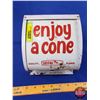 Image 2 : "Enjoy a Cone" Dispenser (Metal) (Curved Front) (6-1/2"H x 6-1/4"W x 8-1/4"D) (SEE PICS!)