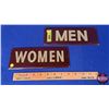 Image 1 : Single Side Tin "MEN" & "WOMEN" Signs (Both 3-1/2"H x 9-1/4"W) (SEE PICS!)