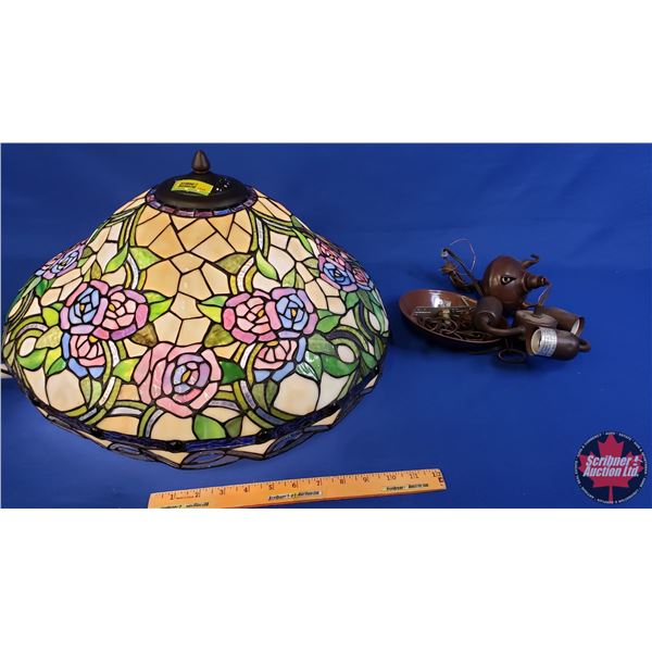 Stain Glass Lamp Shade with Lamp Works Separate (Shade 11"H x 20"Dia) (SEE PICS!)