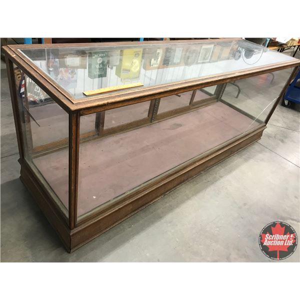 "The Walker Showcase Co." : Large General Store Visible Top & 3 Sides Showcase / Mirror Back Sliding