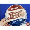 Image 2 : Rare Double Side Aluminum Flange Sign : DRINK PEPSI:COLA ICE-COLD (c.1940's - Wartime : Stamped M-15