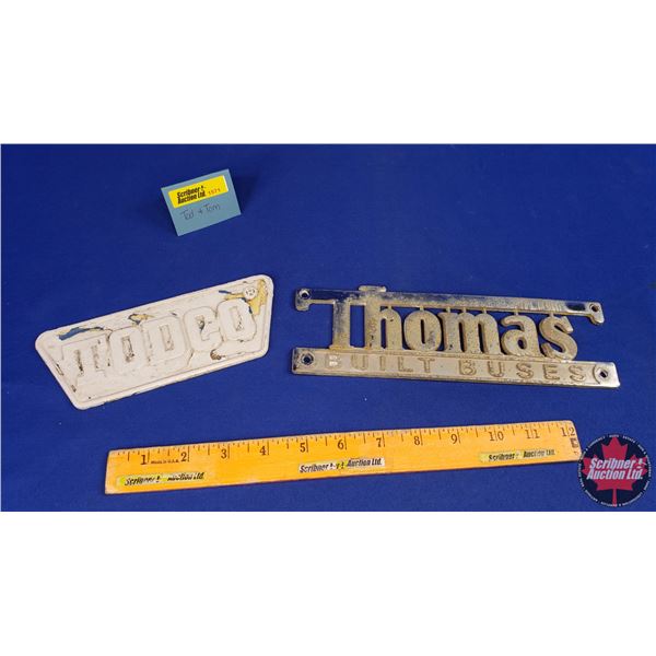 Emblems (2): TODCO (Metal) & Thomas Built Buses (Metal) (SEE PICS!)