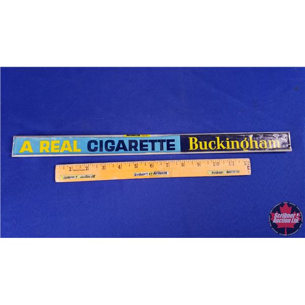 Store Display Advertising : Tin Frame with Cardboard Insert "A REAL CIGARETTE Buckingham" (1-1/4"H x