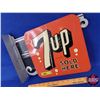 Image 11 : 7UP SOLD HERE : Double Side Tin Flange Sign (Stout Sign Co. St Louis MO) (11"H x 14-1/2"W x 2"D Flan