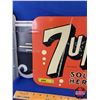 Image 9 : 7UP SOLD HERE : Double Side Tin Flange Sign (Stout Sign Co. St Louis MO) (11"H x 14-1/2"W x 2"D Flan