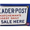 Image 2 : Single Side Enamel Sign "THE LEADER-POST Saskatchewan's Biggest Daily FOR SALE HERE" (6"H x 12"W) (S