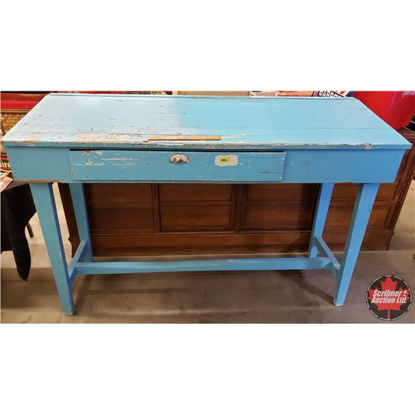Slope Top Standing Desk (Painted Blue) with 1 Drawer (46"H x 68-1/4"W x 24-3/4"D) (SEE PICS!)