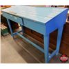 Image 2 : Slope Top Standing Desk (Painted Blue) with 1 Drawer (46"H x 68-1/4"W x 24-3/4"D) (SEE PICS!)