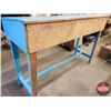 Image 7 : Slope Top Standing Desk (Painted Blue) with 1 Drawer (46"H x 68-1/4"W x 24-3/4"D) (SEE PICS!)