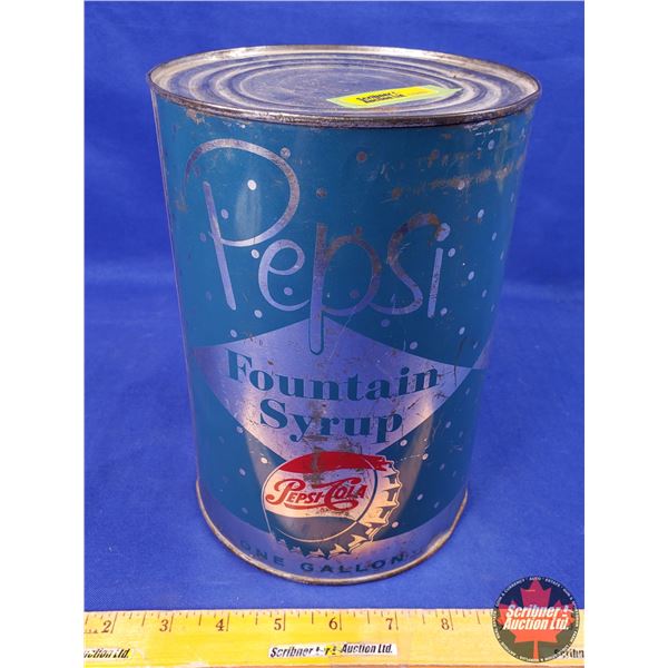 Pepsi Fountain Syrup 1 Gallon Tin (8-3/4"H x 6"D) (SEE PICS!)