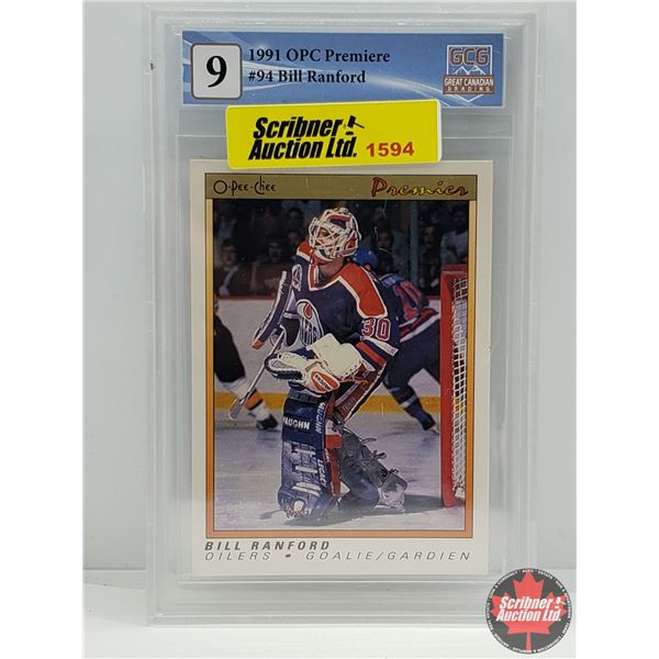 1991 OPC Premiere #94 Bill Ranford : Oilers (Certified CGG : 9) (SEE PICS!)