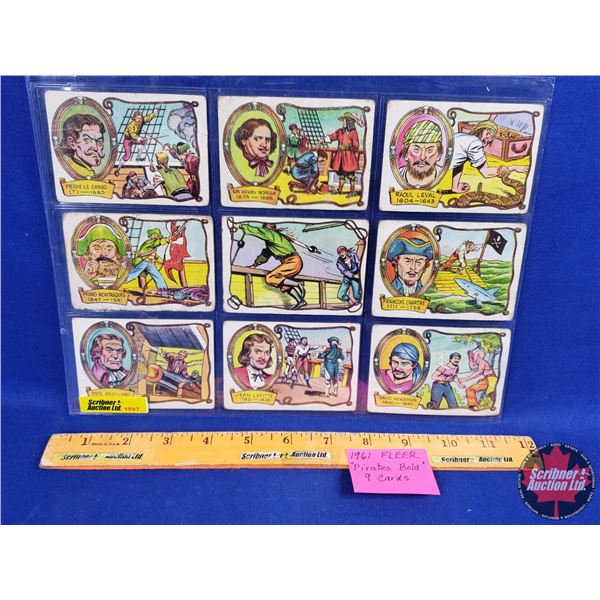 FLEER 1961 Pirate Trading Card Collection (1 Sheet : Total 9) (SEE PICS!)