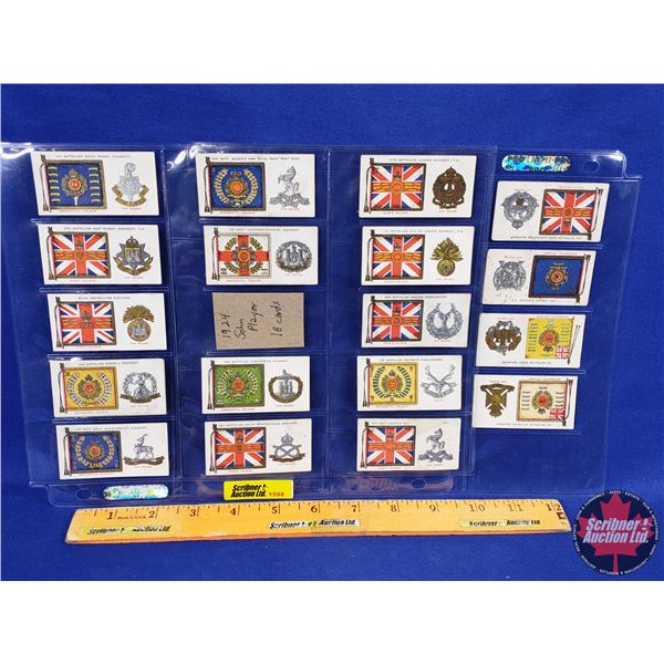 1924 John Player & Sons Regimental Standards & Cap Badges Card Collection (2 Sheets : Total 18) (SEE