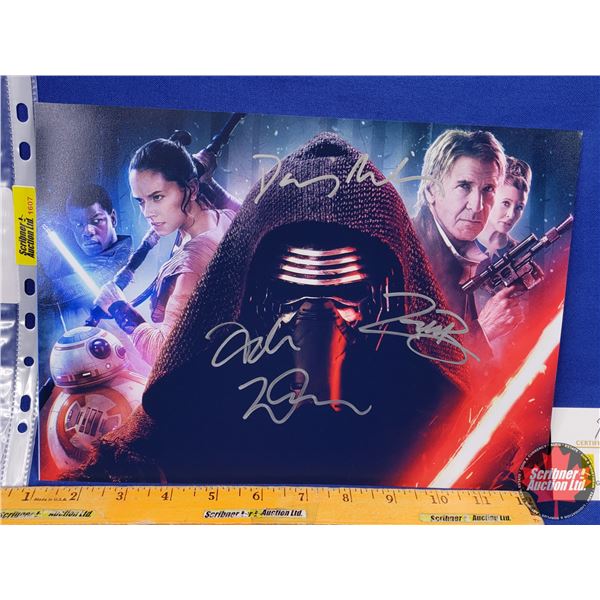 STAR WARS Cast Signed Photo: Adam Driver; Daisy Ridley & John Boyega (8x10) (with COA) (SEE PICS!)