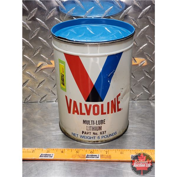 Valvoline Grease Tin (FULL) (7-1/2"H x 5-1/2"Dia) (Weighs 5.2LBS) (SEE PICS!)