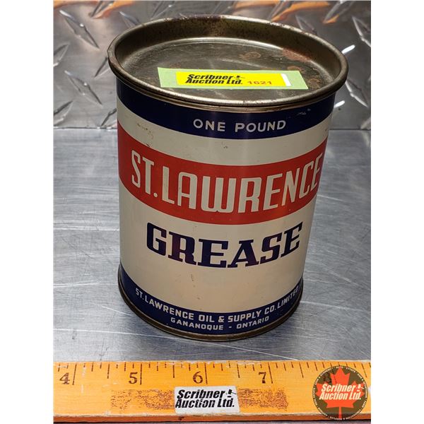 OIL TIN: ST. LAWRENCE GREASE (4-1/4"H x 3-1/2"Dia) (SEE PICS!)