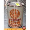 Image 1 : OIL TIN: LUBRIPLATE SUPER HDS MOTOR OIL (FULL)  (5-1/2"H x 4"Dia) (SEE PICS!)