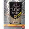 Image 2 : OIL TIN: ROYAL TRITON 10-30 UNION 76  (6-1/2"H x 4"Dia) (SEE PICS!)