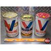 Image 1 : OIL TINS (3): VALVOLINE - Variety (2 Cardboard & 1 Tin) (Largest ~ Tin 6-1/2"H x 4"Dia) (SEE PICS!)