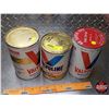 Image 7 : OIL TINS (3): VALVOLINE - Variety (2 Cardboard & 1 Tin) (Largest ~ Tin 6-1/2"H x 4"Dia) (SEE PICS!)