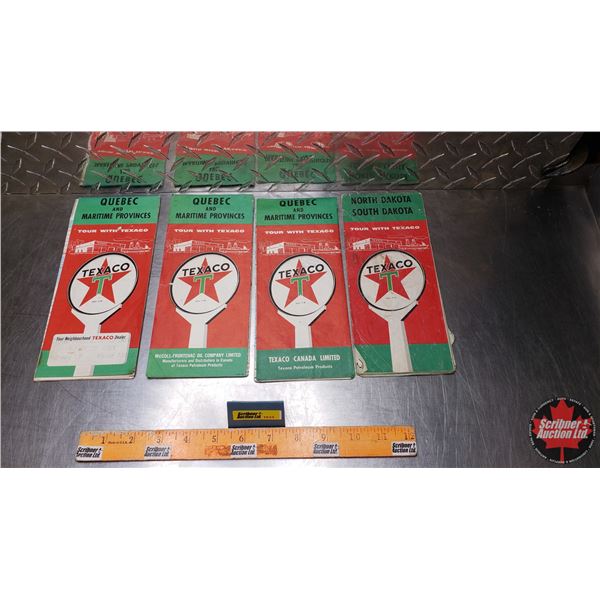 MAPS (4): TEXACO (Quebec/Maritime Provinces & North/South Dakota) (9" x 4") (SEE PICS!)