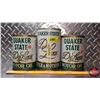 Image 2 : OIL TINS (3): QUAKER STATE Deluxe (Tallest) (6-1/2"H x 4"Dia) (SEE PICS!)