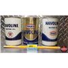 Image 2 : OIL TINS (3): TEXACO HAVOLINE MOTOR OIL (6-1/2"H x 4"Dia) (SEE PICS!)