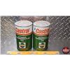 Image 1 : OIL TINS (2): CASTROL AUTOMATIC TRANSMISSION FLUID TQ (Both FULL) (6-1/2"H x 4"Dia) (SEE PICS!)