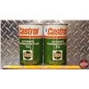 Image 2 : OIL TINS (2): CASTROL AUTOMATIC TRANSMISSION FLUID TQ (Both FULL) (6-1/2"H x 4"Dia) (SEE PICS!)