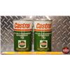 Image 4 : OIL TINS (2): CASTROL AUTOMATIC TRANSMISSION FLUID TQ (Both FULL) (6-1/2"H x 4"Dia) (SEE PICS!)
