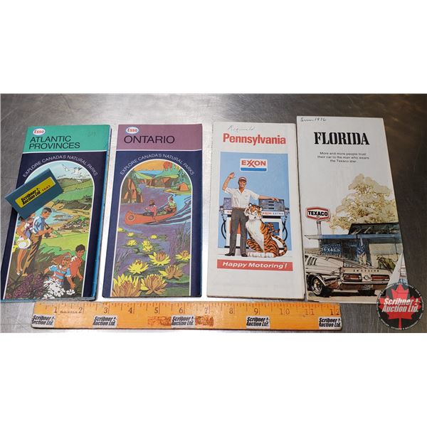 MAPS (4): Variety ESSO / EXXON / TEXACO (9" x 4") (SEE PICS!)
