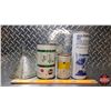 Image 4 : Collector Combo: Funnel ; Castrol Tin ; McCulloch Tin (FULL); Gulfsport 40 Tin (Tallest 7-1/4"H) (SE