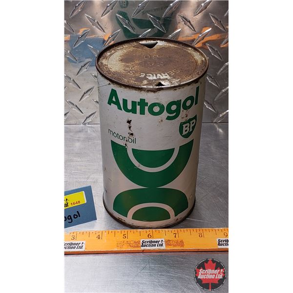 OIL TIN : Autogol BP (Cardboard) (6-1/2"H x 4"Dia) (SEE PICS!)