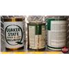 Image 4 : OIL TINS (3): QUAKER STATE - Variety (Tallest 6-1/2"H x 4"Dia) (SEE PICS!)