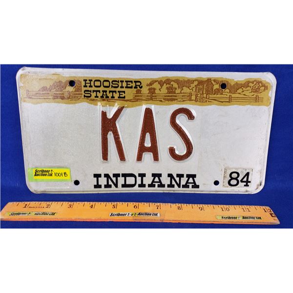 Lic Plate : Indiana 84 Hoosier State (Personalized "KAS") (SEE PICS!)