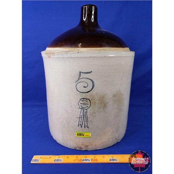 5 Gallon Crock Jug "Blue Ribbon" (17"H x 12"Dia) (SEE PICS!)